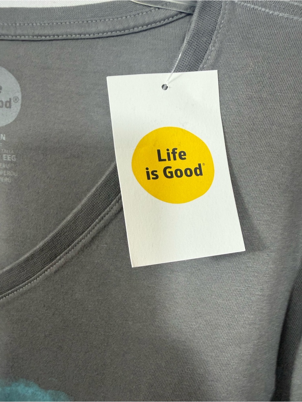NWT Life Is Good XXL Gray Go Places Jeep Graphic Long Sleeve V Neck Tee - Picture 7 of 9